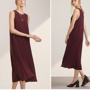 Aritzia Wilfred Pillet Sleeveless Burgundy Crepe Tank Dress Size XS